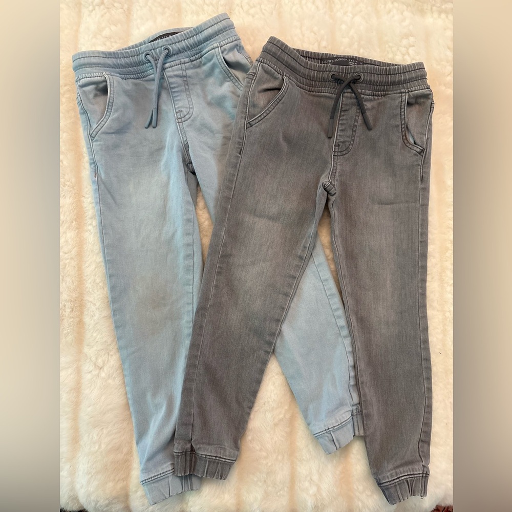 BUNDLE OF TWO 5-6 yr old Stylish Jogger denim jeans Pants in Blue and Gray